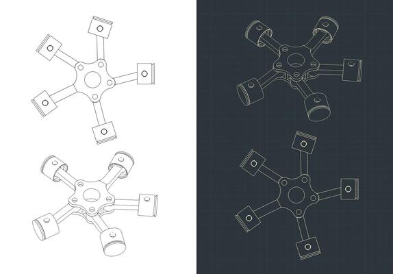 Radial Engine Pistons Drawings