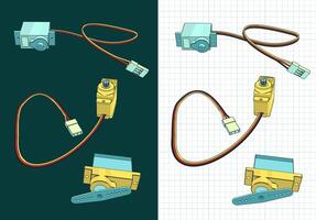 Micro servos color drawings vector