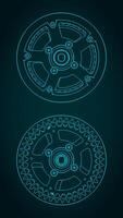 Crankset technical drawings vector