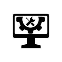 concept of configuration computer. gear and laptop icon, sign and symbol. vector