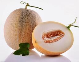 Sweet and fresh melons are appetizing. isolated on white background photo