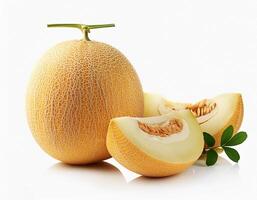 Sweet and fresh melons are appetizing. isolated on white background photo