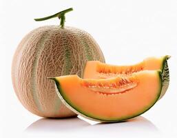 Sweet and fresh melons are appetizing. isolated on white background photo