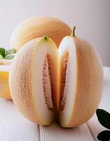 Sweet and fresh melons are appetizing. isolated on white background photo