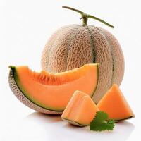 Sweet and fresh melons are appetizing. isolated on white background photo