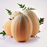 Sweet and fresh melons are appetizing. isolated on white background photo