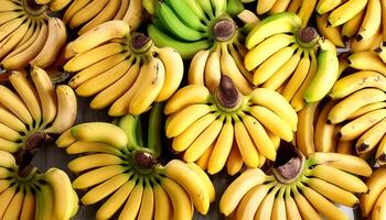 Close-up shot of group of bananas. flat lay. full frame. background concept. top of views. photo