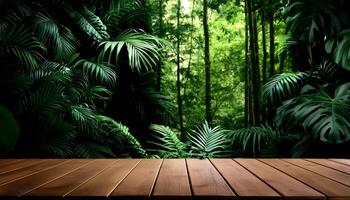 tropical forest for product presentation and dark green forest. photo