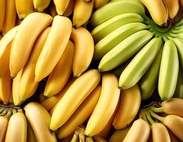 Close-up shot of group of bananas. flat lay. full frame. background concept. top of views. photo
