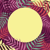 Tropical round background with palm leaves. Jungle frame with empty space for text. illustration vector