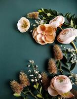 Creative flower concept background or wallpaper. Flower decoration. Flower arrangements. copy space . flat lay. photo