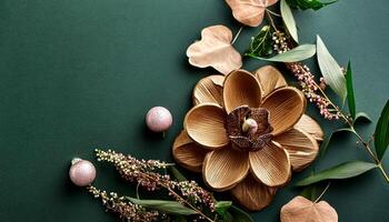 Creative flower concept background or wallpaper. Flower decoration. Flower arrangements. copy space . flat lay. photo