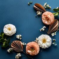 Creative flower concept background or wallpaper. Flower decoration. Flower arrangements. copy space . flat lay. photo