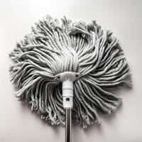 Top of view one mop on the white background photo