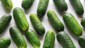 Fresh a pile of Fresh organic cucumber against a white background photo