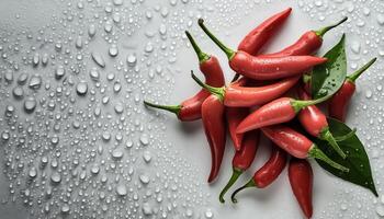 Fresh a pile of Cayenne pepper against a white background photo