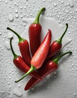 Fresh a pile of Cayenne pepper against a white background photo