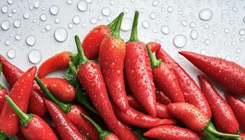 Fresh a pile of Cayenne pepper against a white background photo