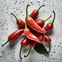 Fresh a pile of Cayenne pepper against a white background photo