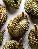 fruit concept. Fresh a pile of durian against a white background photo