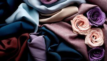 Colorful plain fabric texture with creative, smooth and crumpled or shabby patterns as background photo