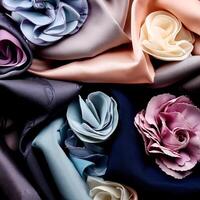 Colorful plain fabric texture with creative, smooth and crumpled or shabby patterns as background photo