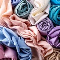 Colorful plain fabric texture with creative, smooth and crumpled or shabby patterns as background photo