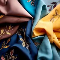Colorful plain fabric texture with creative, smooth and crumpled or shabby patterns as background photo