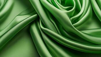Texture of crumpled fine green cotton fabric as background. Shabby bed sheets. top view.pattern texture background photo