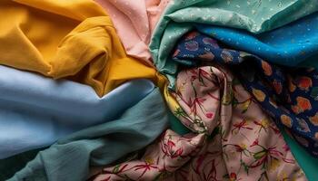 Colorful plain fabric texture with creative, smooth and crumpled or shabby patterns as background photo