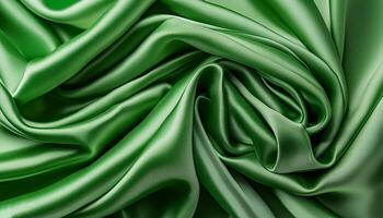 Texture of crumpled fine green cotton fabric as background. Shabby bed sheets. top view.pattern texture background photo