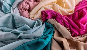 Colorful plain fabric texture with creative, smooth and crumpled or shabby patterns as background photo
