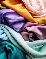 Colorful plain fabric texture with creative, smooth and crumpled or shabby patterns as background photo