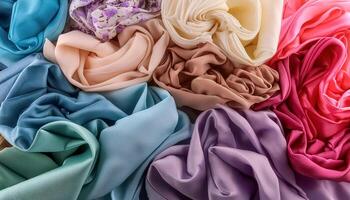 Colorful plain fabric texture with creative, smooth and crumpled or shabby patterns as background photo