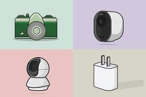 City Cameras Surveillance System Collection illustration. Science and technology objects icon concept. Set of home security mount CCTV and Shooting camera design. vector