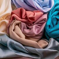 Colorful plain fabric texture with creative, smooth and crumpled or shabby patterns as background photo