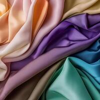 Colorful plain fabric texture with creative, smooth and crumpled or shabby patterns as background photo