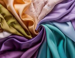 Colorful plain fabric texture with creative, smooth and crumpled or shabby patterns as background photo