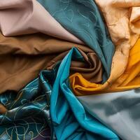 Colorful plain fabric texture with creative, smooth and crumpled or shabby patterns as background photo
