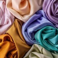 Colorful plain fabric texture with creative, smooth and crumpled or shabby patterns as background photo