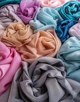 Colorful plain fabric texture with creative, smooth and crumpled or shabby patterns as background photo