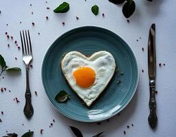 Creative food concept. Top view image of single and only perfect sunny side up egg. photo