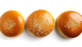 Creative food concept. hamburger against a white background. hamburger bun. photo