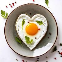 Creative food concept. Top view image of single and only perfect sunny side up egg. photo
