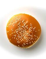 Creative food concept. hamburger against a white background. hamburger bun. photo