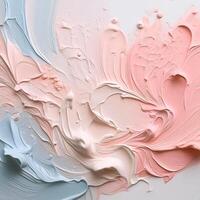 Abstract pastel oil paint texture on white canvas or wall. Minimalistic background with copy space. photo