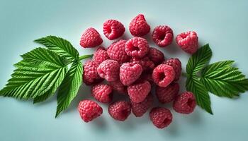 Creative food concept. Fresh a pile of Berry raspberry. top of view photo