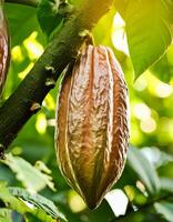 ripe cocoa fruit tree on the tree photo
