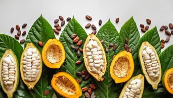 ripe cocoa fruit isolated on white background photo