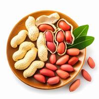 Peanut nuts isolated, peanut seeds isolate, white background, peanut nut isolated on white photo